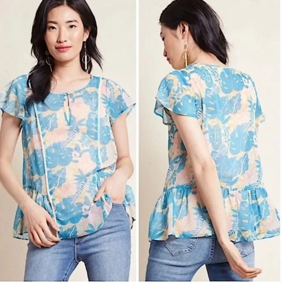 MODCLOTH Brunch's Best‎ Top in Tropical Blue - Picture 1 of 5
